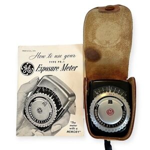 General Electric GE PR-1 Exposure Meter Vintage Camera Light Meter Case Manual